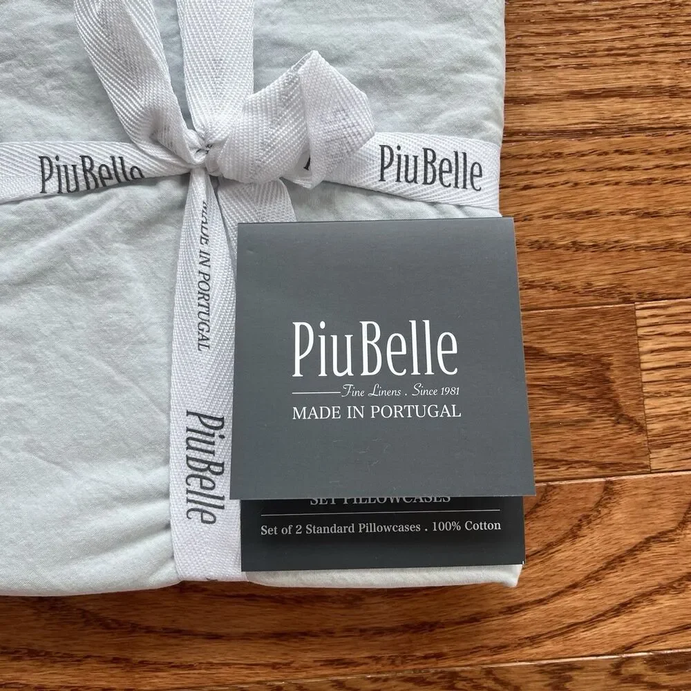 PiuBelle Portugal Gray Cotton Percale Pillowcases Set of 2 Standard Piu Belle